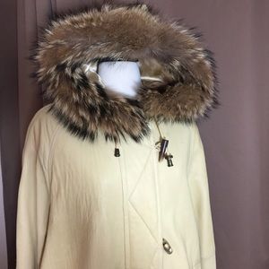 Vintage Express Leather Coat Fur Hood